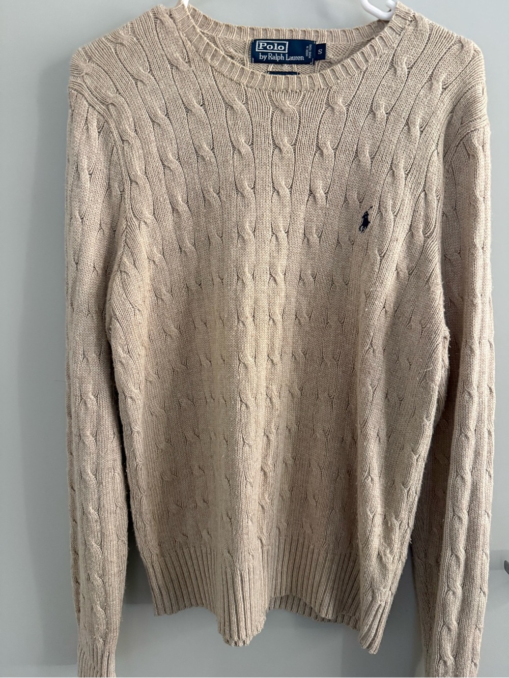 Polo Ralph Lauren Cable Knit Sweater - Beige 100% Silk Men Size S